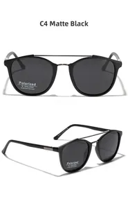 Vue de face et de profil de lunettes de soleil polarisées TR90 noir mat à double pont