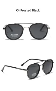 Matte black polarized sunglasses with double bridge frame and UV400 protection