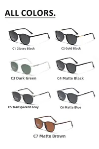 Présentation de 7 lunettes de soleil rondes polarisées TR90 en diverses couleurs