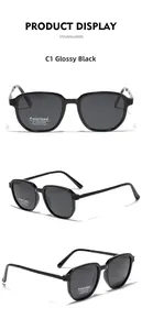 Vues détaillées des lunettes de soleil polarisées TR90 noires avec protection UV400