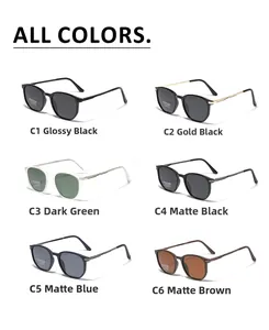 All color options for TR90 polarized round sunglasses including black and matte finishes