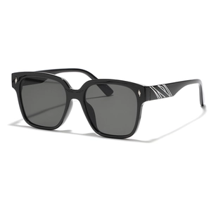 Modern black oversized square sunglasses with silver rivets and dark grey lenses for men