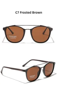 Vue détaillée des lunettes de soleil TR90 thé mat avec double pont et verres polarisés