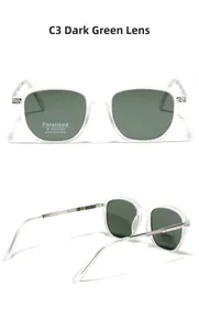 Détails de lunettes TR90 avec verres polarisants vert foncé et branches métalliques