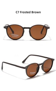 Detail of TR90 matte tea polarized sunglasses with UV400 protection and TR7012 frame