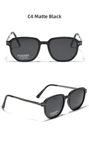 Détails des lunettes de soleil polarisantes TR90 noir mat avec protection UV400 et charnière métal
