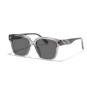 Modern square rivet sunglasses with transparent grey frame and grey lenses for men and women