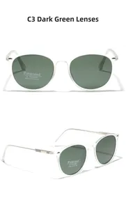 Détails des lunettes de soleil rondes TR90 polarisées avec verres verts UV400 et charnières