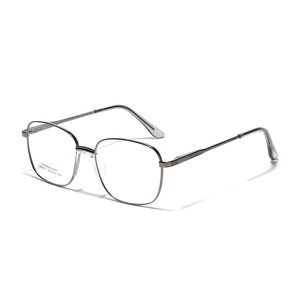 Classic square gunmetal stainless steel full rim eyeglasses with clear lenses for men and women