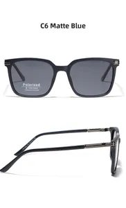 Detail view of TR90 matte blue polarized sunglasses with TR7002 frame specifications