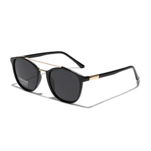 Lunettes de Soleil Polarisées Rétro TR90 pour Hommes Femmes Double Pont Protection UV400 Vintage Monture Ronde Lunettes de Conduite