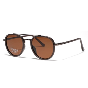 Retro Round Polarized Sunglasses For Men Women Double Bridge TR90 Frame UV400 Protection Driving Fashion Eyewear TR6003