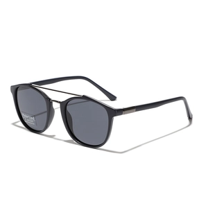 Lunettes de soleil polarisées classiques noir mat à double pont avec verres UV400
