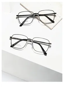 Close-up of stainless steel glasses frames with model SA8623 and technical parameters