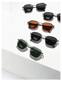 Retro square TR90 polarized sunglasses with UV400 protection in assorted lens colors