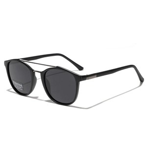 Lunettes de soleil polarisées rétro avec monture métallique à double pont et finition TR90 noir