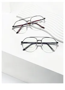 Detail view of SA8644 stainless steel double-bridge frames in grey and tea colors