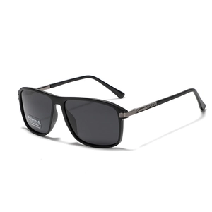 Square Y2K polarized sunglasses with black semi-metal TR90 frame and UV400 lenses