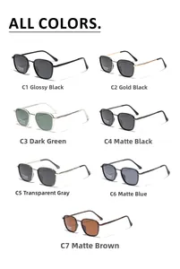 Polarized square sunglasses collection in seven colors like matte black and forest green