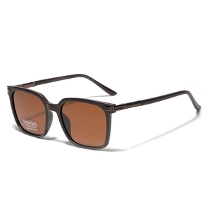 Classic square TR90 polarized sunglasses with brown lenses and UV400 protection