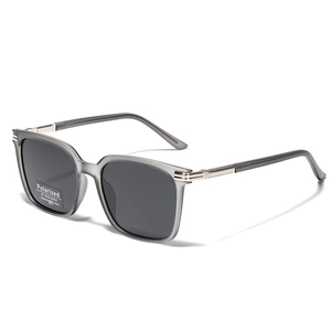 Polarized TR90 square sunglasses with grey frames and UV400 protection lenses