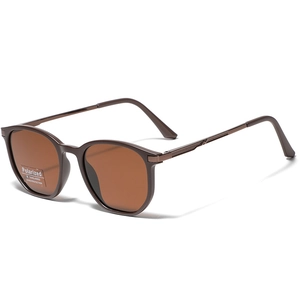 Classic round TR90 polarized sunglasses with UV400 protection and textured temples