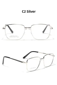 Macro view of silver stainless steel eyeglass frame SA8623 with precise dimensions
