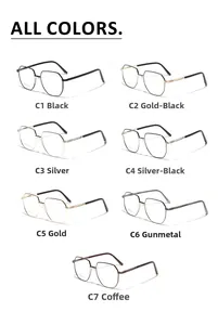 Collection of polygonal stainless steel frames in seven colors with size specifications