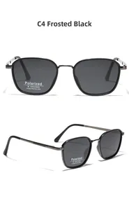 Detailed views of matte black TR90 polarized sunglasses with UV400 protection