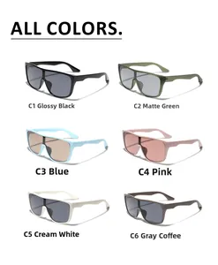 Showcase of six stylish oversized square sunglasses in various matte and glossy finishes
