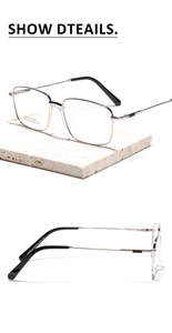 Détails des montures de lunettes carrées en métal argenté modèle SA8614 et taille