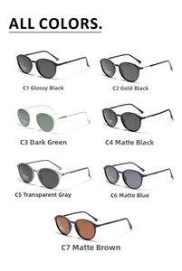 Comparaison détaillée de sept couleurs de lunettes de soleil rondes polarisées avec TR90