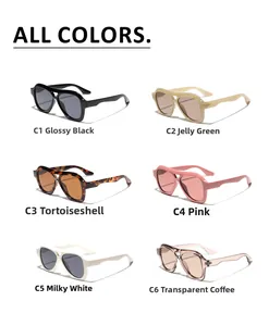 Detailed grid view showcasing six trendy color options for square pilot sunglasses