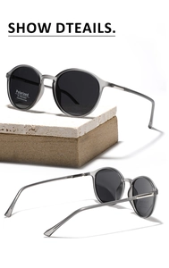 Vues détaillées des lunettes de soleil polarisées gris translucide avec protection UV400