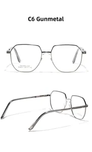 Close-up of gunmetal stainless steel hexagonal frames with adjustable nose pads