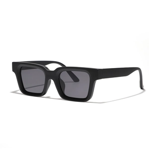 Classic black matte square frame sunglasses with dark grey UV lenses for men and women