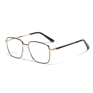 Large metal frame optical glasses with saddle bridge and stainless steel accents