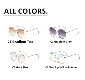 Matrix view of vintage polygonal metal sunglasses featuring four gradient lens colors