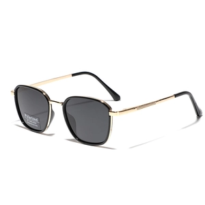 Classic square TR90 polarized sunglasses with gold frame and UV400 protection