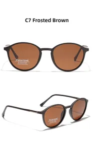 Détail de lunettes de soleil rondes rétro TR90, verres polarisés et protection UV400