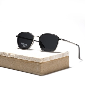 Modern square polarized TR90 sunglasses with metal frame and UV400 protection lenses