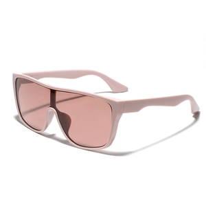 Pink shield sunglasses with chunky square frames and oversized lenses for men and women