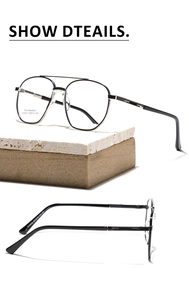 Macro detail of SA8626 stainless steel aviator glasses frame with dual bridge design