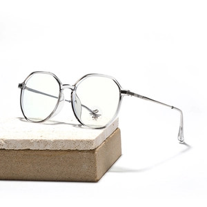 Polygon Large Frame Blue Light Blocking Glasses TR90 Retro Clear Transparent Glasses Frame With Metal Temples Women Men UV400
