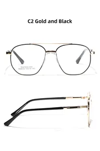 Detail view of square metal eyeglass frames showing size 53-16-143 and model SA8626