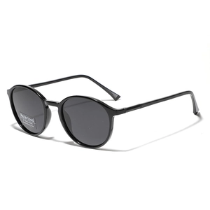 Lunettes de soleil rondes rétro avec verres polarisés UV400 et monture demi-métal
