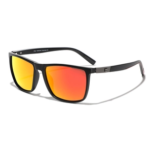 Futuristic TR90 polarized sunglasses with orange gradient lenses and matte black frame