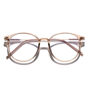 Retro Round TR90 Optical Glasses Frame For Men Women Fashion Plain Glasses With Metal Temples 2024 New Trendy Eyewear