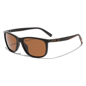 Square TR90 polarized sunglasses in matte black with brown lenses and Y2K aesthetic