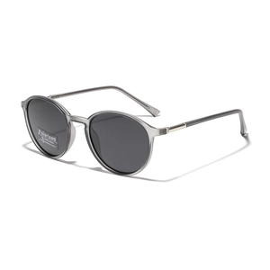Lunettes de soleil rondes polarisées TR90 avec monture grise et protection UV400